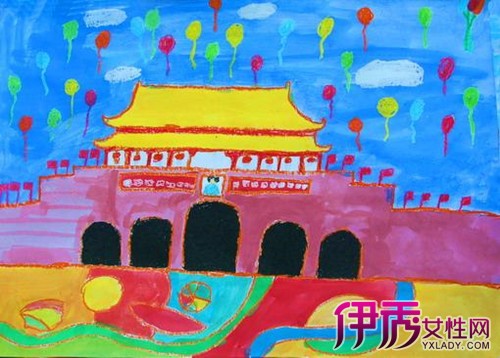 【图】北京天安广场儿童画 充满童真色彩的天安门