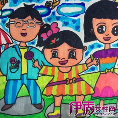 【幸福一家人儿童画】【图】萌萌哒幸福一家人儿童画